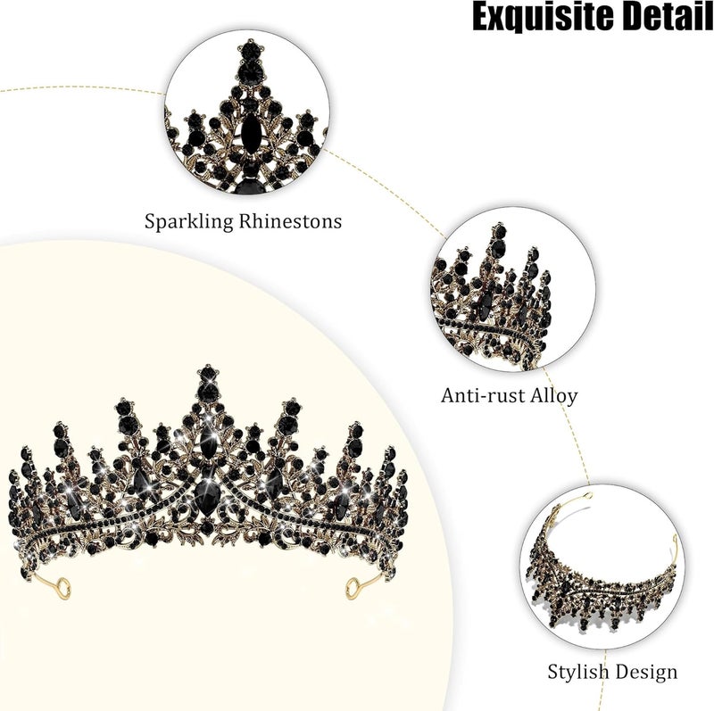 TAROSE Crowns for Women, Queen Crystal Gold Silver Tiaras with White Rhinestone and Combs, Goddess Crown for Wedding Bride Birthday Princess Bridal Shower Hair Accessories for Women - Image 4